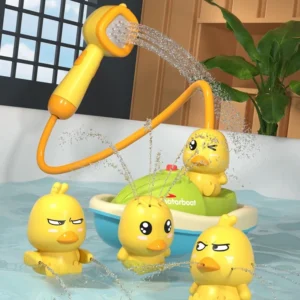 Cute Duck Bathtub Boat Toy – Interactive Water Spray with 3 Emotional Duck Characters for Toddlers