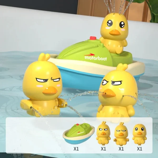 Cute Duck Bathtub Boat Toy – Interactive Water Spray with 3 Emotional Duck Characters for Toddlers - Image 6
