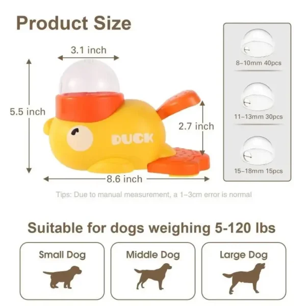 Dog Interactive Treat Dispenser Duck Toy, Food Puzzle Slow Feeder - Image 6