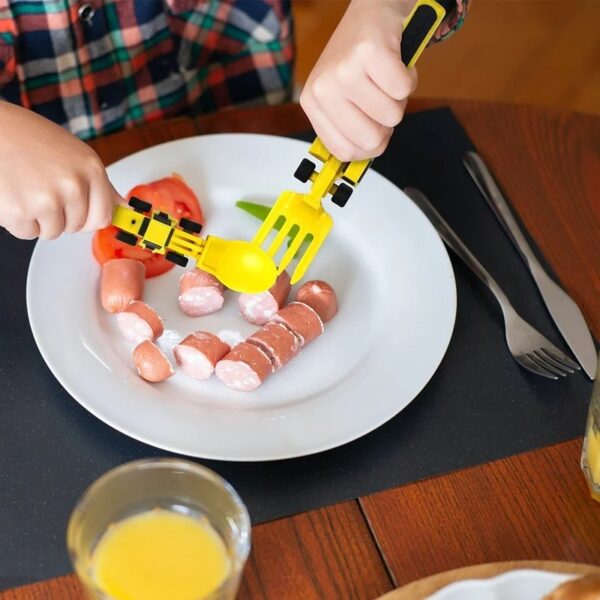 Kid's Constructive Eating Plate and Utensils Set - Image 2