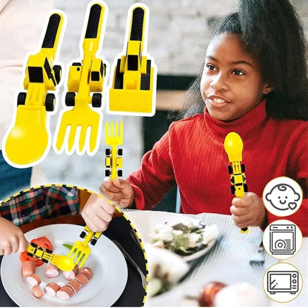Kid's Constructive Eating Plate and Utensils Set - Image 3