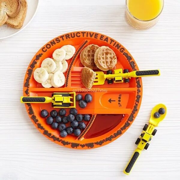 Kid's Constructive Eating Plate and Utensils Set - Image 4