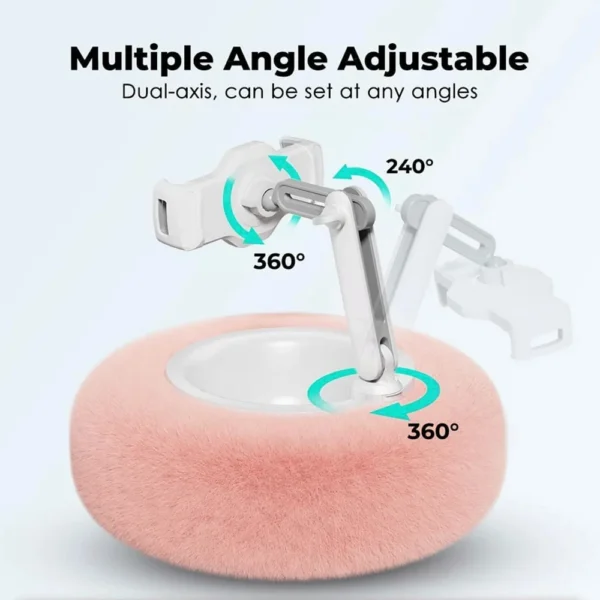 Plush Pillow Snack Bowl Tablet & Phone Holder – Adjustable Angle & Length Holder for Video Chat, Streaming, and Desk Use - Image 2