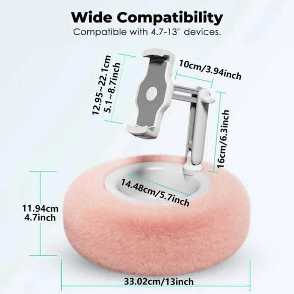 Plush Pillow Snack Bowl Tablet & Phone Holder – Adjustable Angle & Length Holder for Video Chat, Streaming, and Desk Use - Image 3