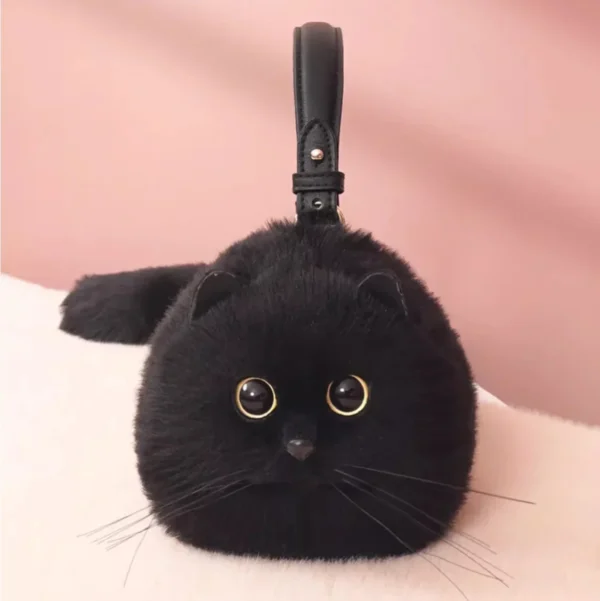 Realistic Handmade Cat Crossbody Bag – Cute Cat-Shaped Purse - Image 8
