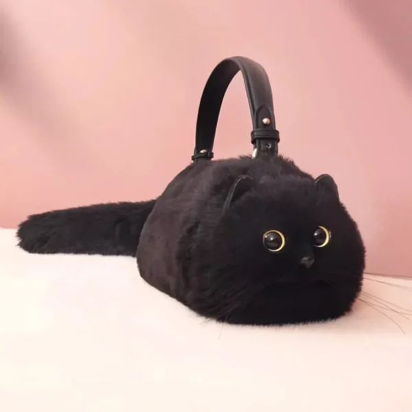 Realistic Handmade Cat Crossbody Bag – Cute Cat-Shaped Purse - Image 2