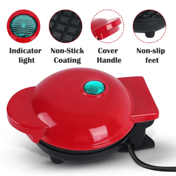 Round Non-Stick Electric Mini Waffle Maker Machine - Image 2