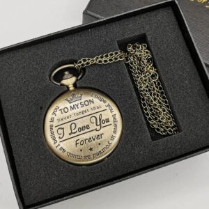 To My Son Quartz Pocket Chain Watch