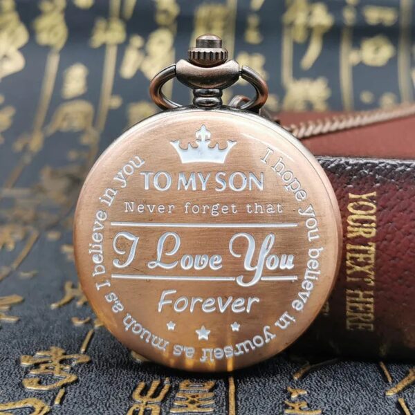 To My Son Quartz Pocket Chain Watch - Image 3