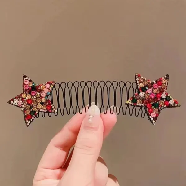 Star Rhinestone Broken Hair Comb-4PCS - Image 2