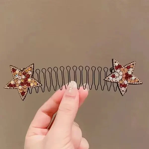 Star Rhinestone Broken Hair Comb-4PCS - Image 5