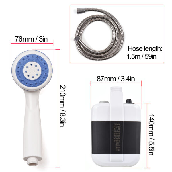 USB Rechargeable Portable Camping Outdoor Shower - Image 2