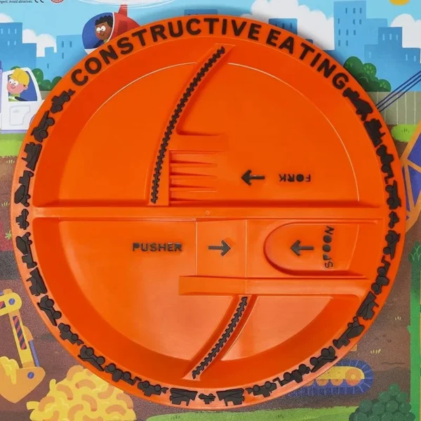 Construction Vehicle Tableware Set – Bulldozer & Excavator Themed Fork, Spoon & Plate for Kids, BPA-Free Food Plate - Image 3