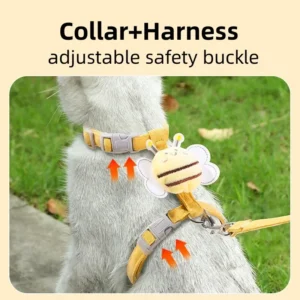 Cartoon Bee Pet Harness Leash & Collar Set