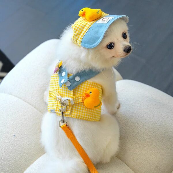 Cute Pet Outfit Set – 3-in-1 Harness, Leash & Cap