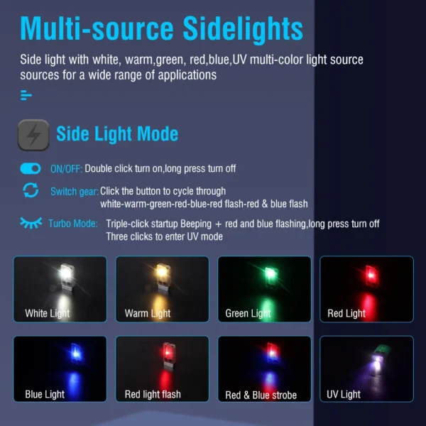 Small Powerful EDC Flashlight with Red UV Blue Light - Image 4