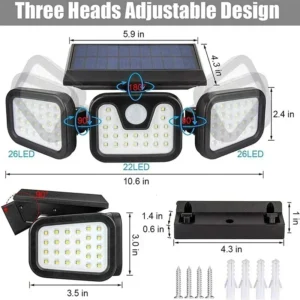 Upgraded Wide-Angle Solar Motion Sensor Light