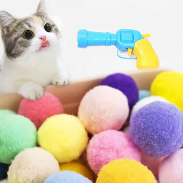 Cat Plush Silent Ball Gun Interactive Toy - Image 5