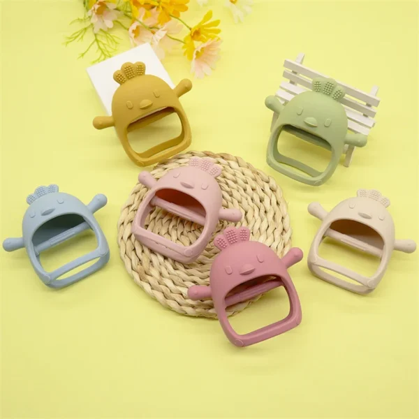 Cute Animal Shaped 3D Silicone Baby Teething Gloves - Image 2