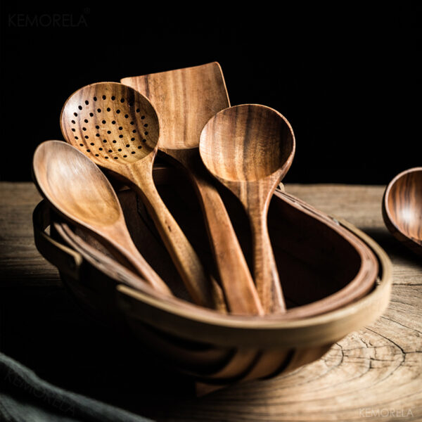Eco-Friendly Teak Wood Kitchen Spoon Set - Image 3