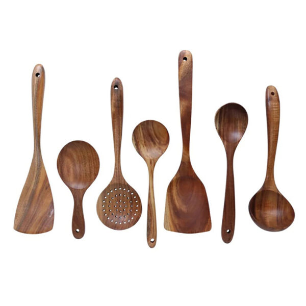 Eco-Friendly Teak Wood Kitchen Spoon Set - Image 4