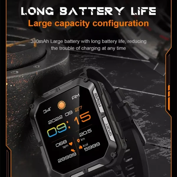 Indestructible Stainless Steel Military Style Rugged Smartwatch - Image 2