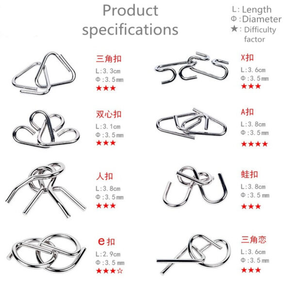 Stainless Steel Montessori Puzzle Mind IQ Test Toys (8pcs) - Image 8