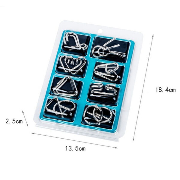 Stainless Steel Montessori Puzzle Mind IQ Test Toys (8pcs) - Image 3