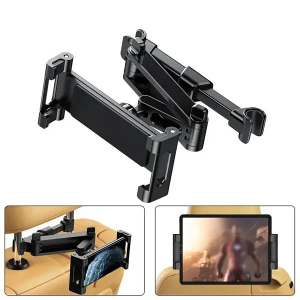 Telescopic 360° Rotating Car Headrest Phone & Tablet Holder - Image 2