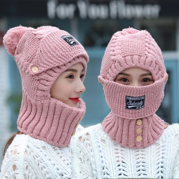 2 in 1 Mask Scarf Knitted Hat