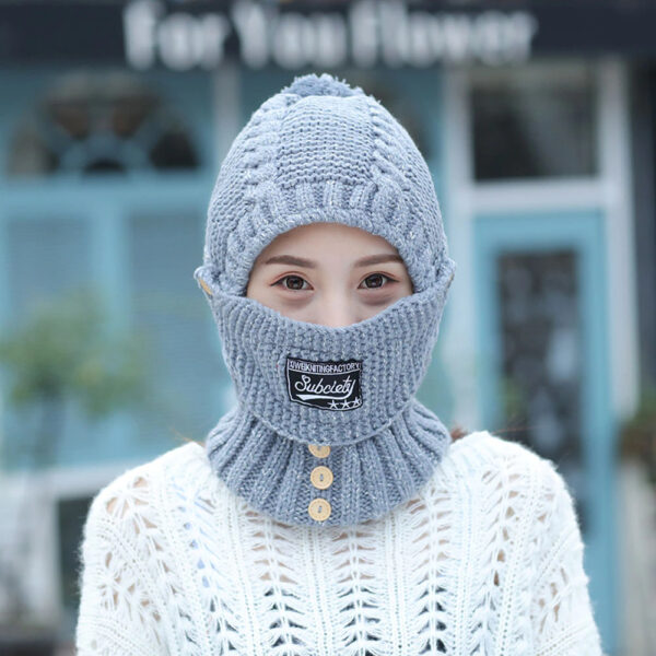 2 in 1 Mask Scarf Knitted Hat - Image 2