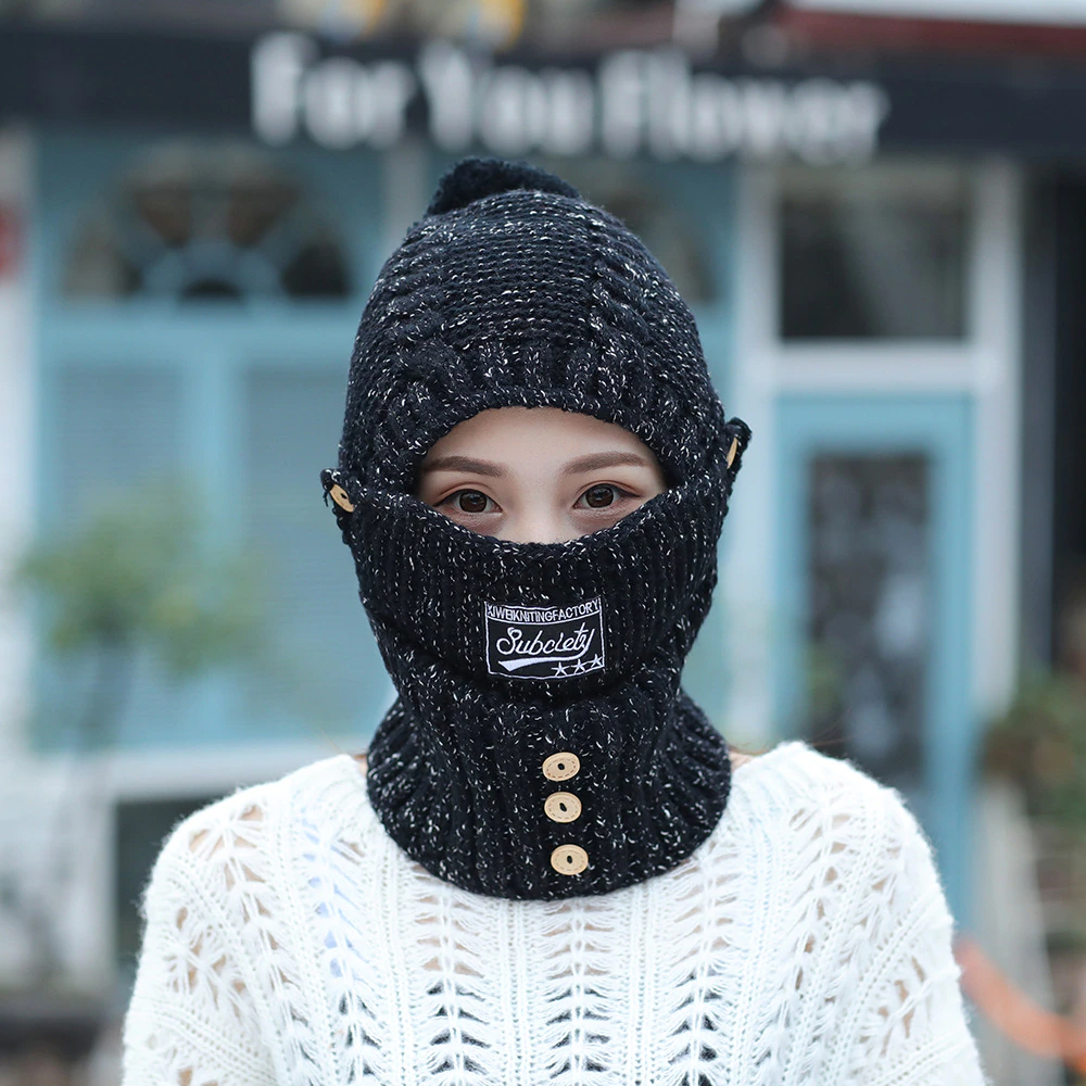 2 in 1 Mask Scarf Knitted Hat - Image 3