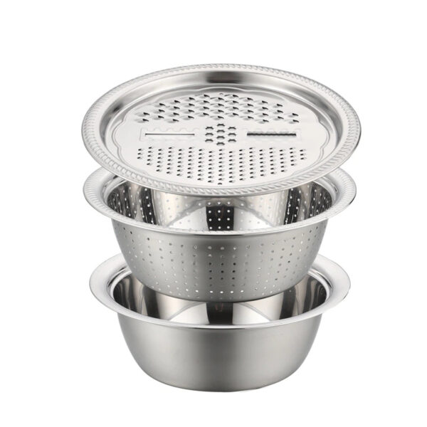 3 In 1 Stainless Steel Vegetable Cutter Slicer Basin - Image 2