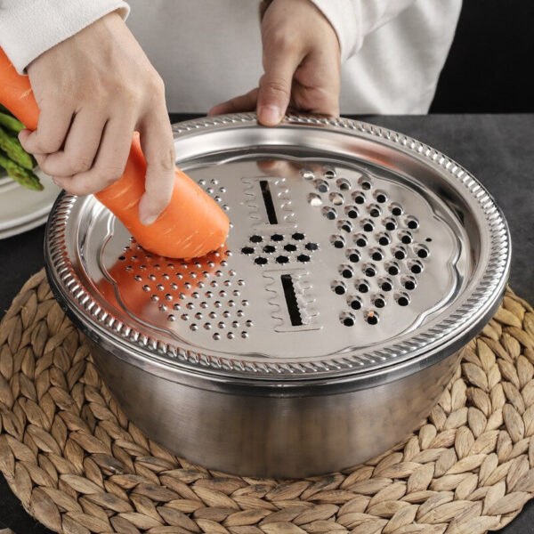 3 In 1 Stainless Steel Vegetable Cutter Slicer Basin - Image 5