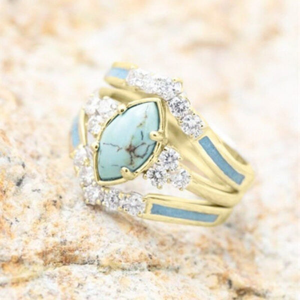 3PCS Natural Turquoise stone Ring Set - Image 2