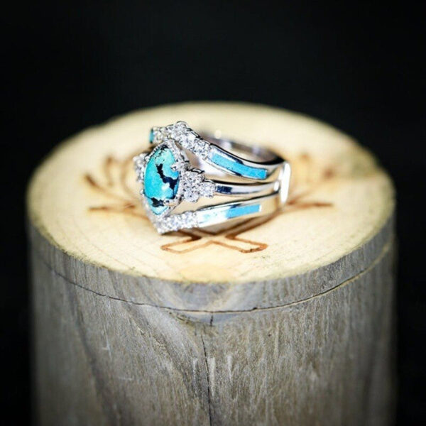 3PCS Natural Turquoise stone Ring Set - Image 4