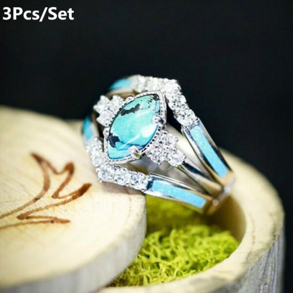 3PCS Natural Turquoise stone Ring Set - Image 5