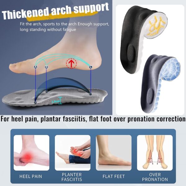 4D Orthopedic Sport Insoles Soft Breathable High-elasticity Shock - Image 5