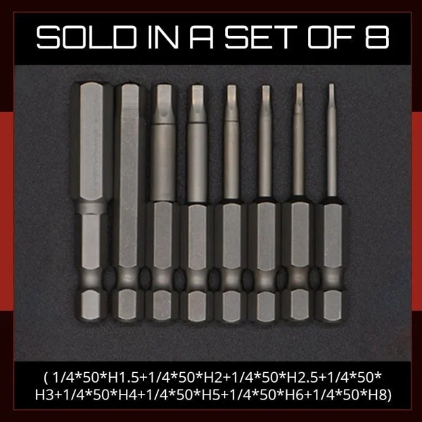 8pcs Magnetic Hexagon S2 Steel Bits - Image 4
