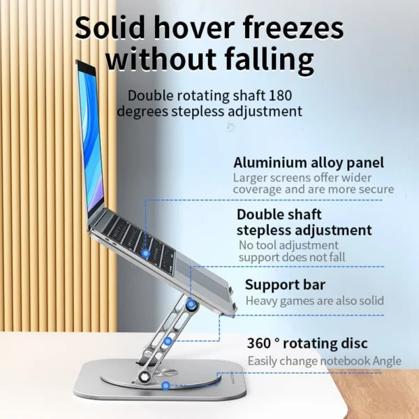 Adjustable 360° Rotating Aluminum Laptop Stand