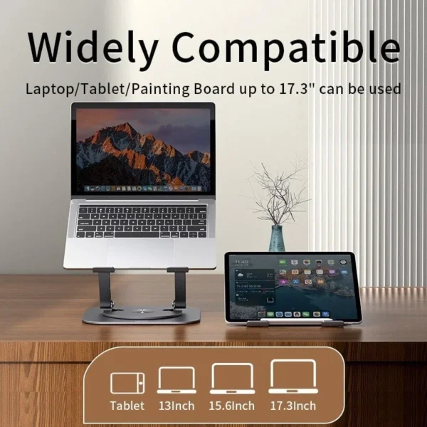 Adjustable 360° Rotating Aluminum Laptop Stand - Image 2