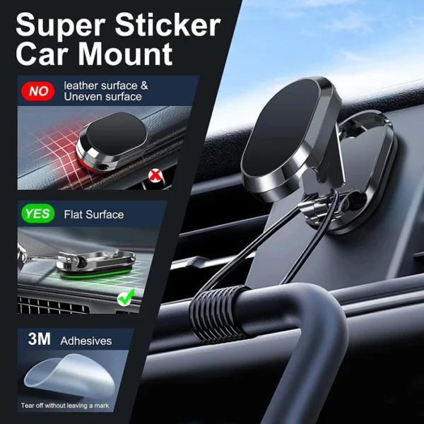 Alloy Folding Magnetic Car Phone Holder - Image 4