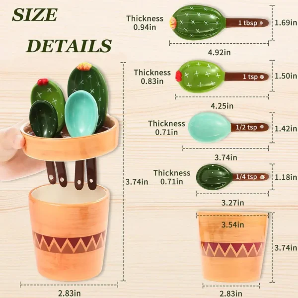 Cactus Ceramic Measuring Spoon Set - Image 3