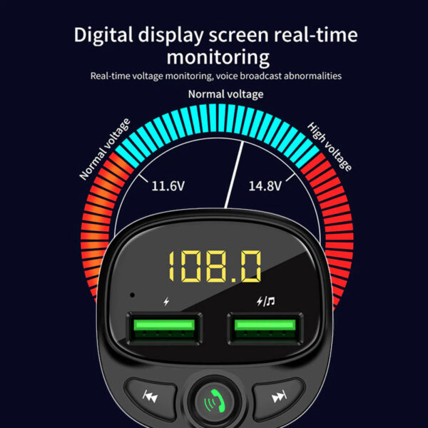 Car FM Transmitter Bluetooth 5.0 Dual USB Charger - Image 2