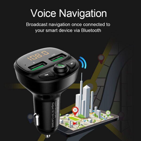 Car FM Transmitter Bluetooth 5.0 Dual USB Charger - Image 4