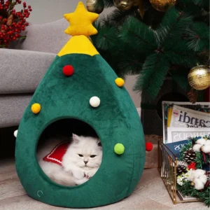 Cosy Warm Christmas Tree Cat Bed