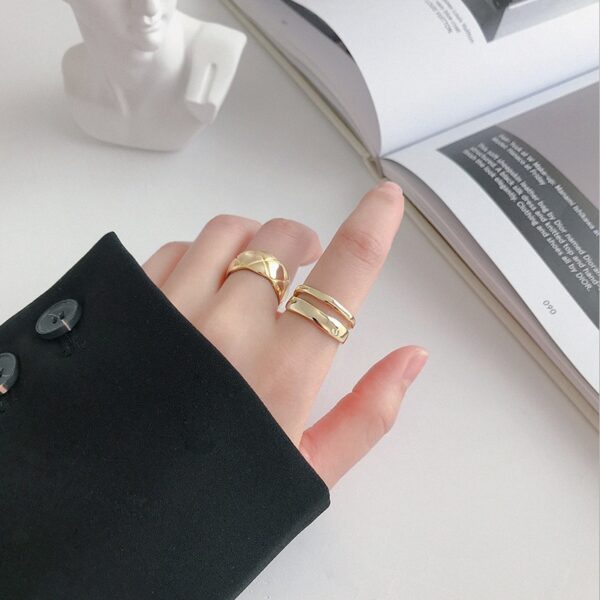 Double Row Geometric Adjustable Ring - Image 2