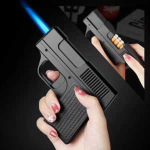 Gun Cigarette Case with Torch Lighter