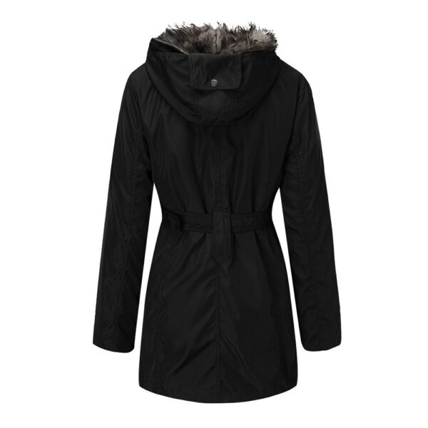 Hooded Faux Artificial Fur Slim Jacket - Image 2