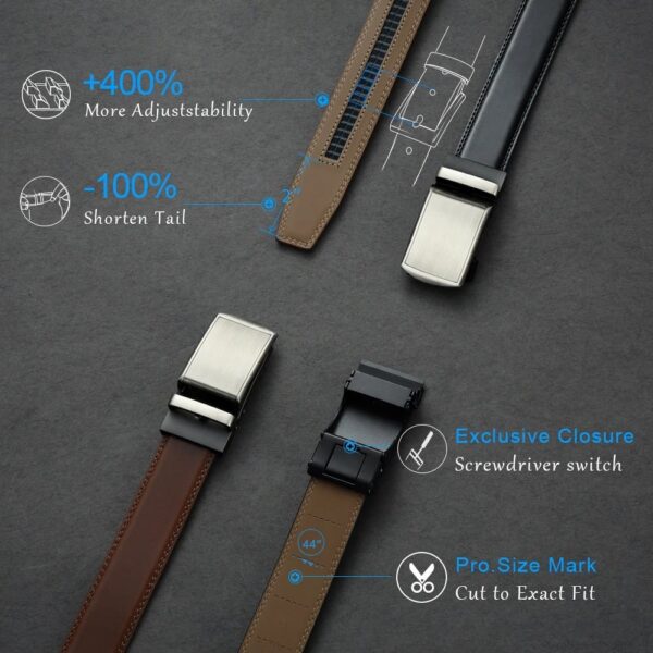 Leather Ratchet Belt With Adjustable Buckle CrackSlick - Image 2